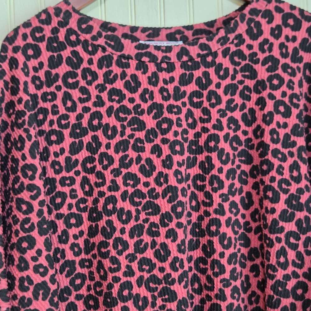 Discount Divas Blouse Womens Plus One Plus Pink Dolman Sleeve Animal Print Tunic